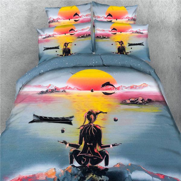 3d Duvet Cover Ocean Beach Theme Bedding Set Galaxy Bedspread