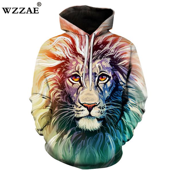 

2018 brand new fashion 3d sweatshirts funny men women hoodies fashion streetwear novelty autumn winter pullover lion tracksuits, Black