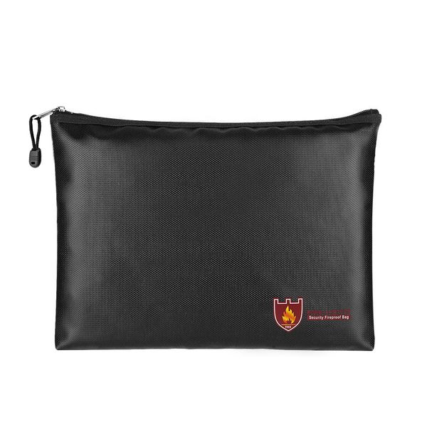 

moko fireproof document bag, water resistant envelope double zipper pouch for protecting valuables, passport, documents, money