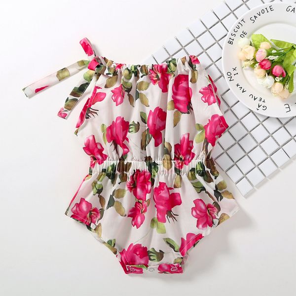

INS NEW infant girl One Piece sleeveless red flower print Romper baby Climb clothing summer girls Romper