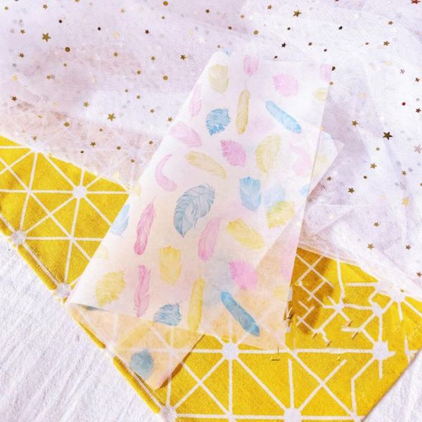 

50pcs/set new colourful feathers printed sandwich wrapping paper grease-proof baking wax paper for bakery hamburger soap candy