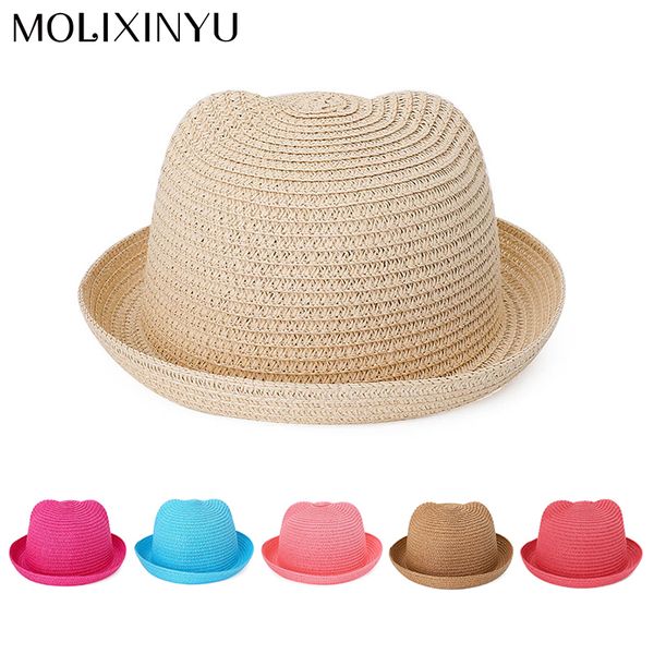 

molixinyu children boys girls cute beach cap straw fashion sun hats for kids wholesale mix color order 20 pcs lot, Blue