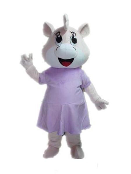 2018 Desconto venda de fábrica um traje de mascote de gado gordo com vestido roxo para adulto usar