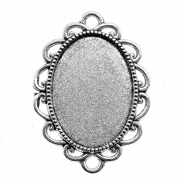 

15 pieces cabochon cameo base tray bezel blank jewelry making supplies two connector inner size 18x25mm oval flatback resin cabochons, Slivery;crystal