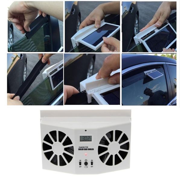 

high-grade solar powered exhaust fan car gills car cooler auto ventilation fan dual-mode power supply high-power dropship