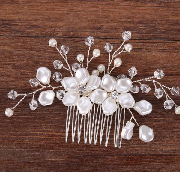 

новый европейский стиль свадебный гребень, фотостудия украшена жемчугом шелк цветок головной убор, свадебный свадебный головной убор, Slivery;golden