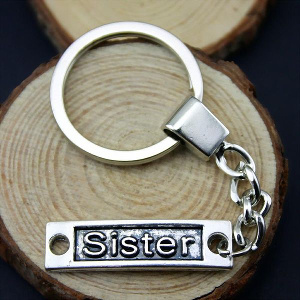 

6 pieces key chain женщины основные кольца моды брелки для мужчин sister 35x9mm, Slivery;golden