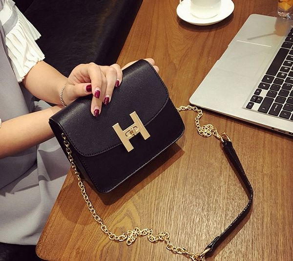 

Brand metal buckle female shoulder bag new handbag mini bags chain bags solid color ladies shoulder bag Messenger bag brand bags