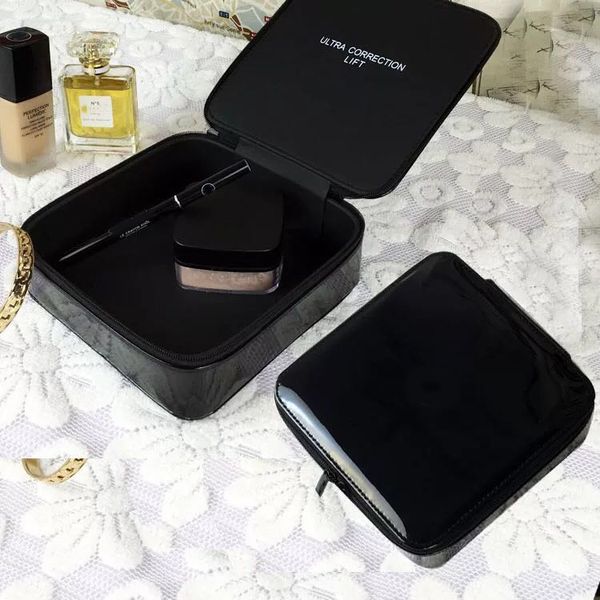 

c square pu leather lacquer leather cosmetic bag storage box beautiful big brand gift waterproof large makeup capacity box vip gift