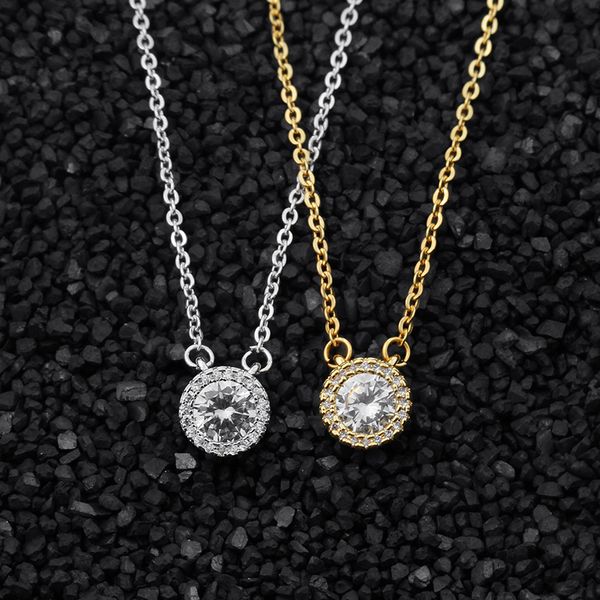 

wholesale 10pcs/lot cute small dot pendant necklace women jewelry gifts sweater chain round crystal collar necklace bijoux femme, Silver