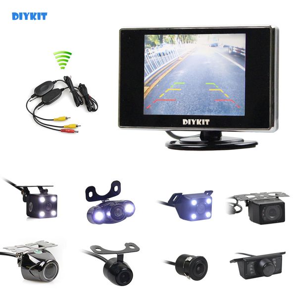 DIYKIT Wireless 3.5inch Car Rearview Monitor Auto Parking Vedio + LED Night Vision Backup Reverse Rear View Car Camera