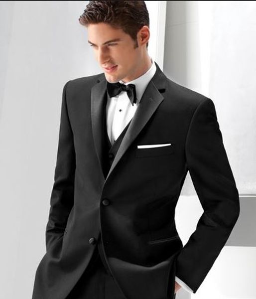 

custom made black wedding suits for men groom tuxedo 2018 men blazers 3 pieces jacket+pants+vest 2 buttons men suits prom wear ternos, Black;gray