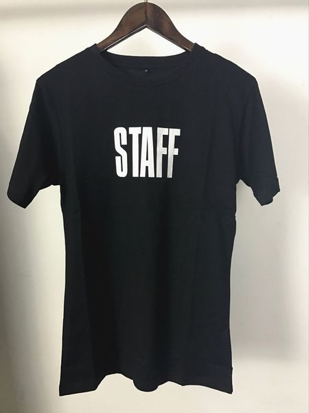 

T Shirt Justin Bieber STAFF Letter Printed Black Men High Street Fashion T-Shirt Hip Hop Tees Tops M-2XL