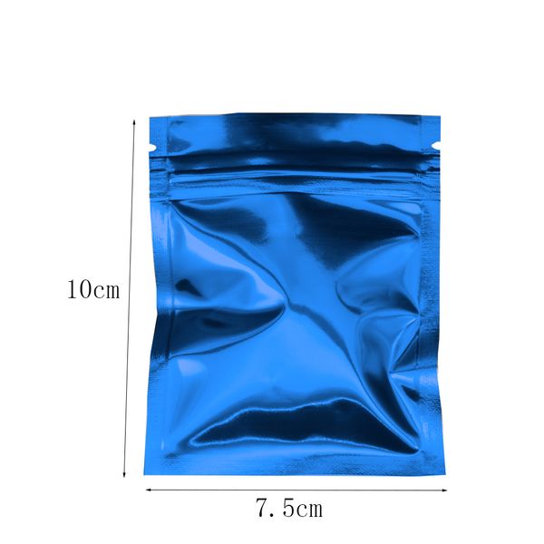 

7.5*10cm 100pcs/lot blue ziplock aluminum foil packing bags heat sealing shiny zip lock mylar storage bag for coffee tea nut food