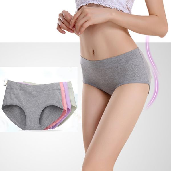

the new process pure cotton women's panties underwear mid- waist underwear natural cotton briefs, Black;pink