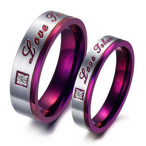 

1 шт. Из нержавеющей стали фиолетовые обручальные кольца для влюбленных пар - романтическая любовь пары обещание обручальное кольцо юбилейные ювелирные изделия