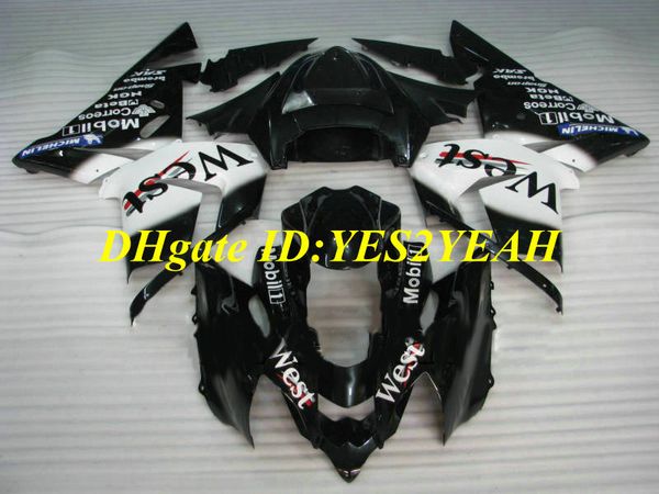 Kit de carenado de motocicleta personalizado para KAWASAKI Ninja ZX10R 04 05 ZX 10R 2004 2005 ABS WEST Blanco negro Carenados set + Regalos KM07