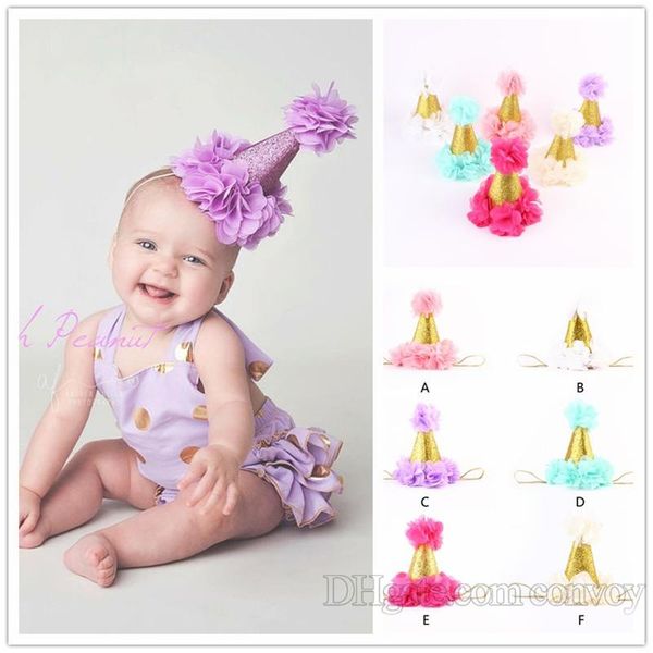 Baby Flower Crown Headbands Girls Gold Crown Hairband Kids Hair