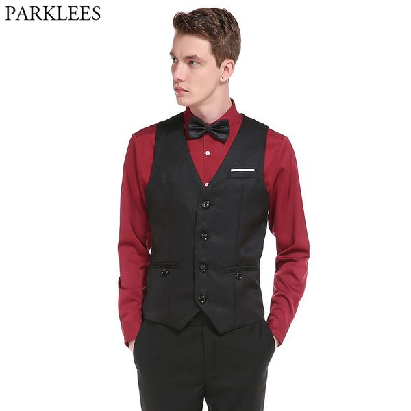 

mens classic v neck suit vest gilet costume 2017 wedding marriage casual slim fit men waistcoat chaleco masculino men's vest 2xl, Black;white