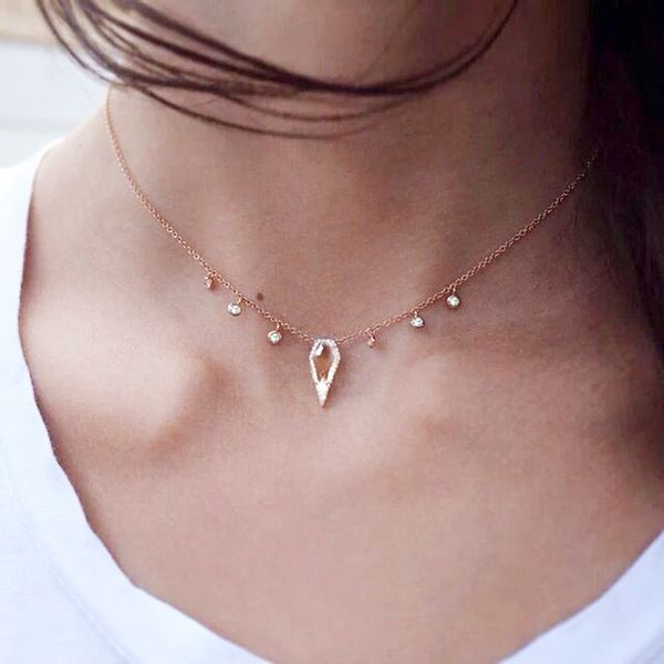 

2018 fashion luxury jewelry drop big cz rose color with lady women statment delicate round cz charm necklace jewelry, Silver