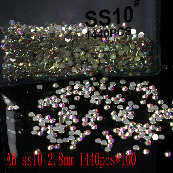 

wholesale rhinestones new ab ss10 144000 pcs 2.8mm crystal color non ix rhinestones for nails flatback nail art decorations, Silver;gold