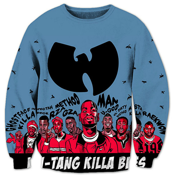

новая мода женщины мужчины ву тан клан harauku стиль смешные 3d печатные crewneck толстовки толстовки k143, Black