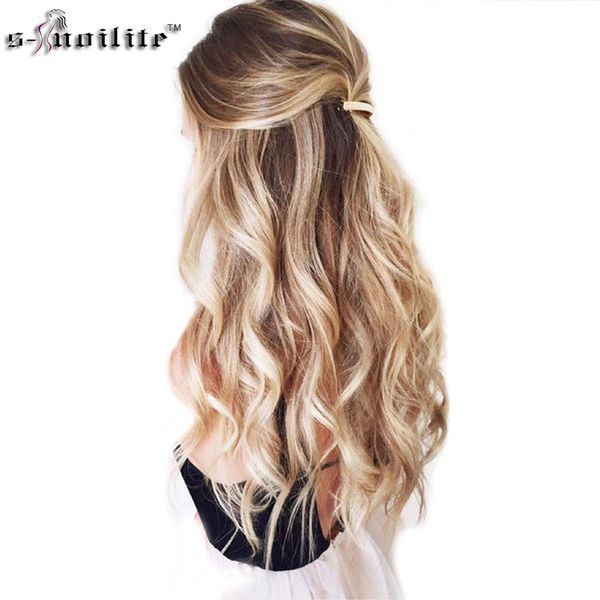 

snoilite 24inch 8pcs/set straight 18 clips in false hair styling synthetic hair extensions hairpiece cosplay extension for human, Black;brown