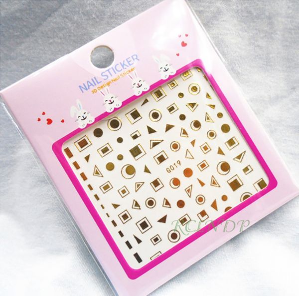 

3d nail sticker all decoration triangle square round nails art pegatinas sliders adhesive tips manicure wraps foil tools, Black