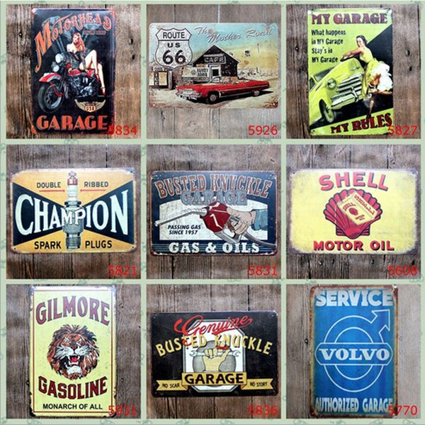 

Lot champion hell motor oil garage route 66 retro vintage tin ign old wall metal painting art bar man cave pub re taurant home decor