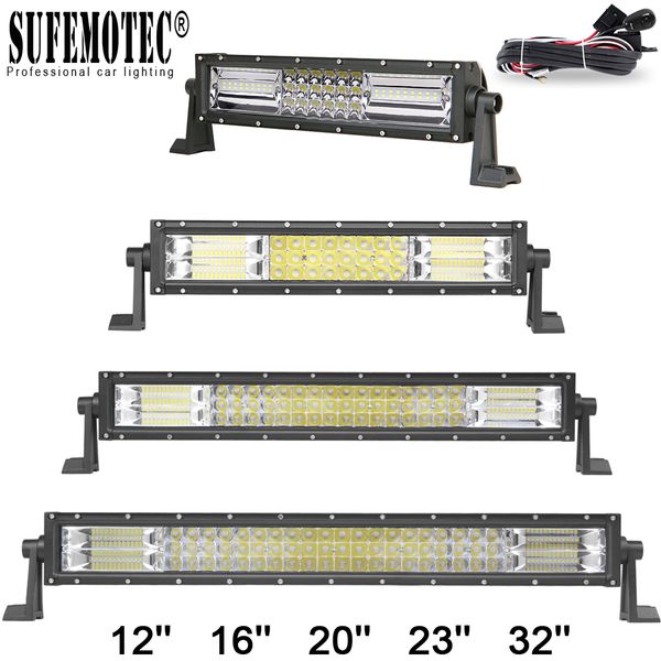 

3-row 12" 16" 20" 23" 32 inch led light bar car suv atv 4wd truck 4x4 offroad 12v 24v combo beam straight led driving li