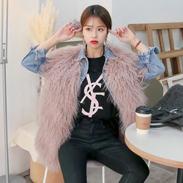 

2018 new fluffy faux fur vest mb, Black