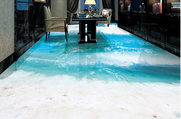 

home improvement beautiful beach surf bathroom 3d floor tiles floor mural wallpaper