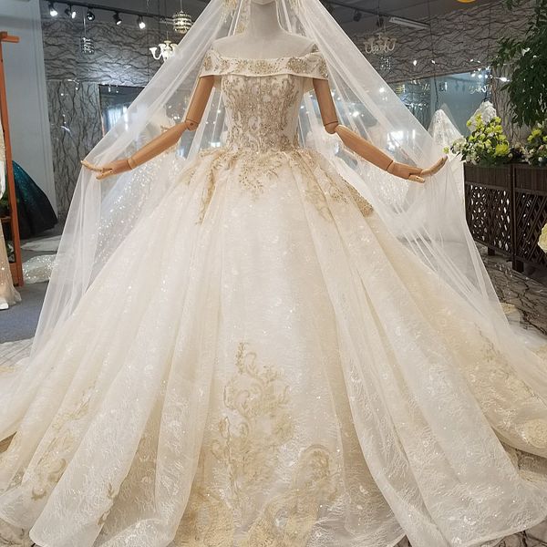 Acheter Robe Longue De Mariage De Luxe Avec Longue Voile De