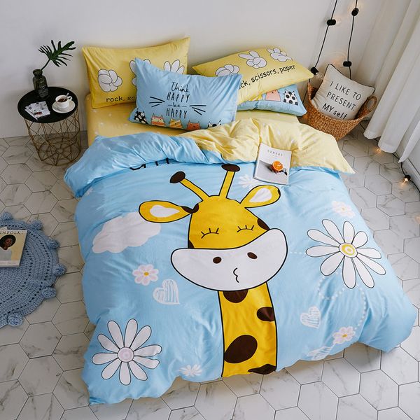

100% cotton bedding set for kids cartoon deer printed single bed linen double bedclothes duvet cover bed sheet set juego de cama