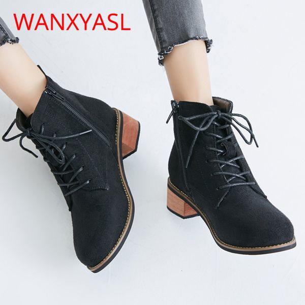

2018 new fashion suede boots for women faux suede flat boots spring autumn women booties black brown shoes