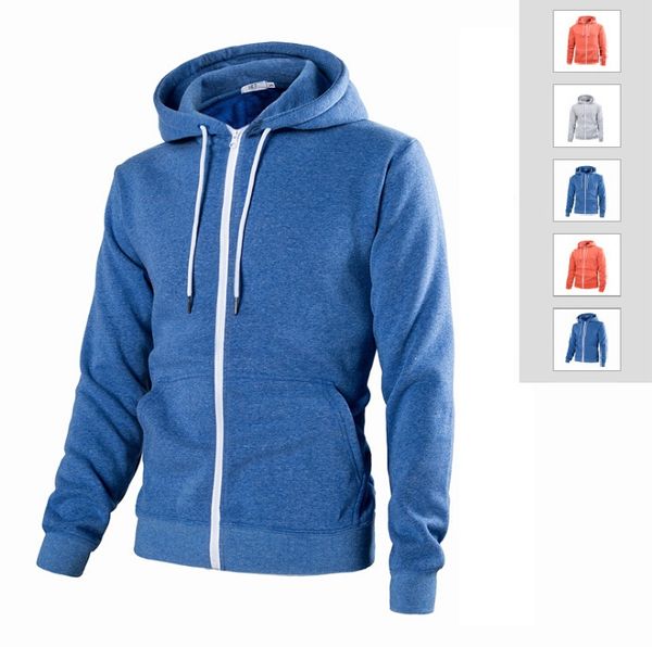 

2018 Autumn Mens Solid Hoodies 3 Colors Zipper Cardigan Coat Casual Hooded Sweatshirt for Men Long Sleeve Basic Sweaters