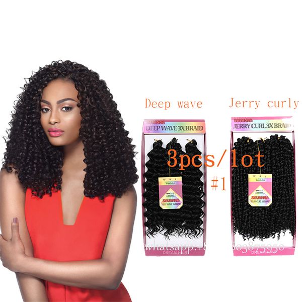 2019 Pack Kinky Curly Synthetic Hair Extensions Jerry Curl