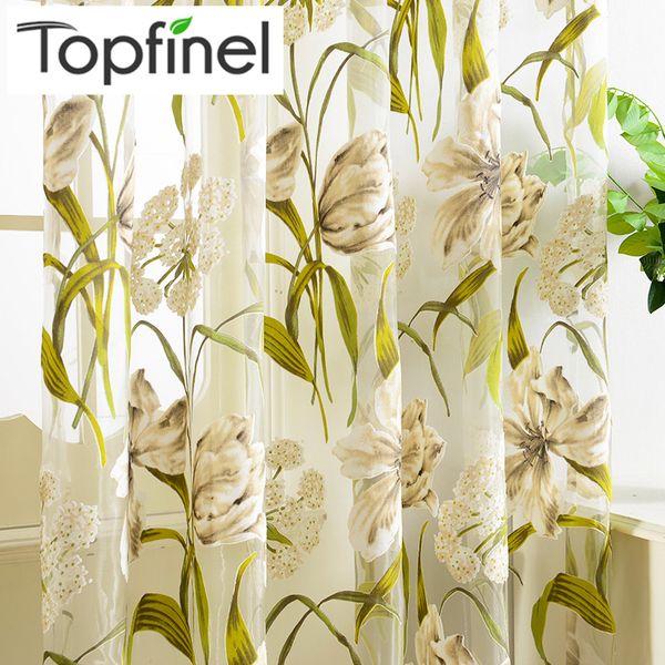2019 Top Finel Tropical Floral Print Semi Sheer Curtains For