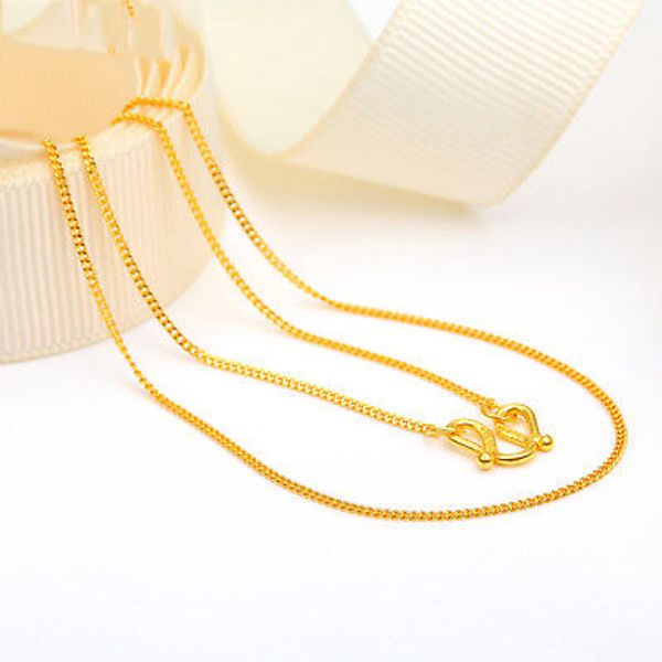 

new solid real 999 24k yellow gold chain women curb link necklace 16.5inch, Silver