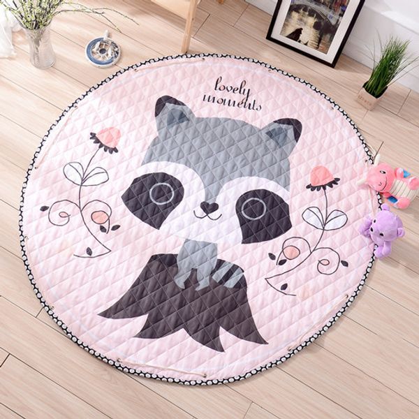 

cartoon playing mat multi function toy storage/organizer cotton round pad outdoor toys bags organizer blanket carpet 145cm