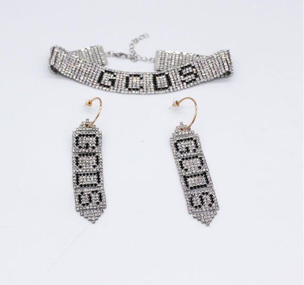 

2019 новая корейская версия полного бриллиантового письма GCDS мода ожерелье серьги