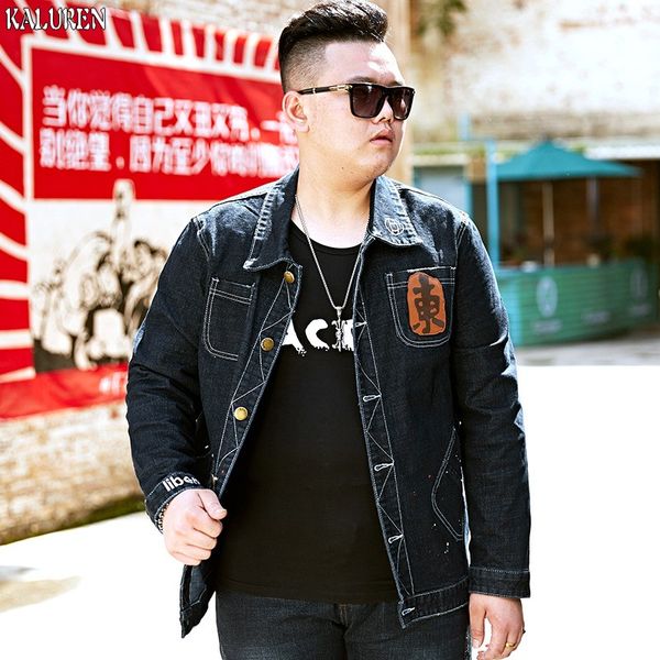 

kaluren 2017 spring men's plus size male loose denim jacket xxxxxl 7xl 8xl turn-down collar single breasted coat chinese style, Black;brown