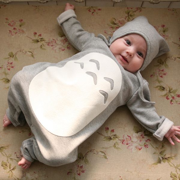 

retail newborn baby boy clothes cute totoro rompers 1pcs baby romper infant boys girls long sleeve jumpsuits hb006, Blue