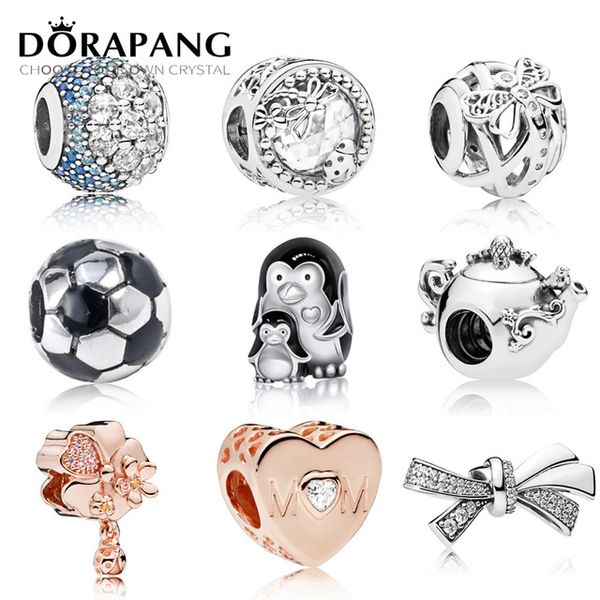 DORAPANG 100% 925 Sterling Silver Charms Tè Incantato Originale Arco Brillante Oro Rosa Fit Donne Gioielli All'ingrosso Della Fabbrica