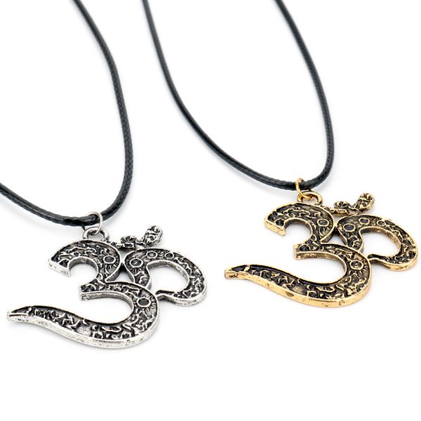 

mqchun vintage om yoga buddha pendant alloy yoga necklace statement necklace jewelry collares -30, Silver