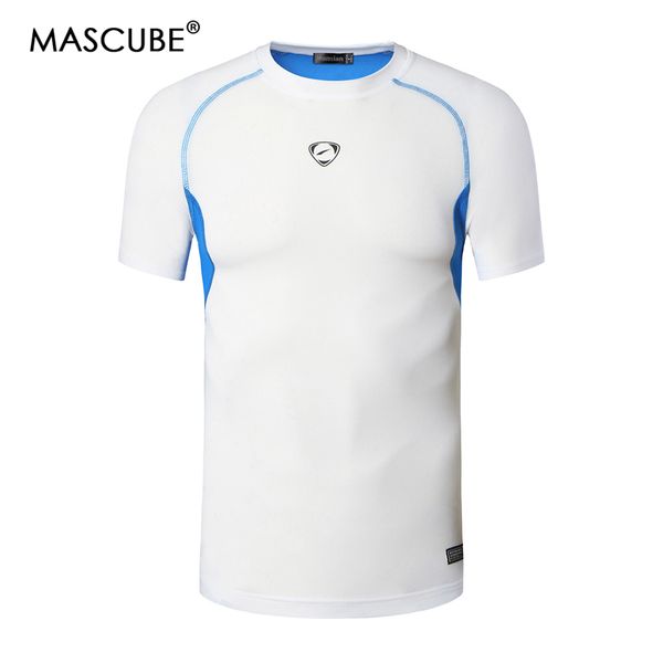 

mascube new camping running breathable clothing men fitness quick dry short sleeved shirts male uv protection t-shirts, Black;blue