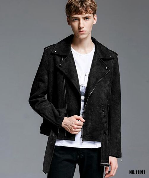 

han edition qiu dong men leisure fashion new brief paragraph cultivate one's morality deerskin flocking wool coat 264 /s-3xl, Black
