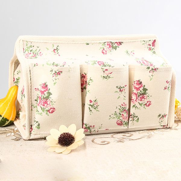 

multifunction 6 pocket tissue box deskpumping napkin paper holder waterproof tissue case storage bag with flower paern