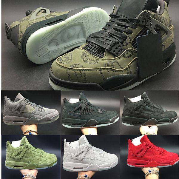 

2018 relea ed 4 ba ketball hoe 4 kaw graffiti de igner limited athletic port neaker green cool grey red ca ual trainer boxed