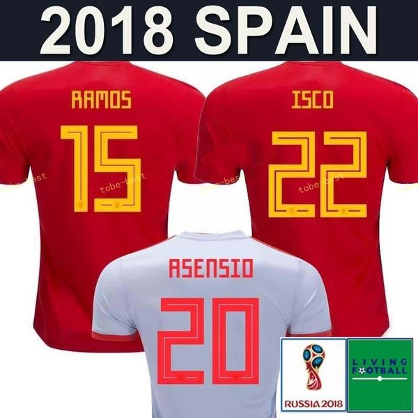 

New 2018 Spain Soccer Jersey World Cup ASENSIO MORATA ISCO RAMOS Spain national Football Shirt INIESTA SERGIO SILVA PIQUE camiseta de fútbol